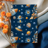 Outer Space Astronaut Cat Blast Off 1st Birthday 招待状