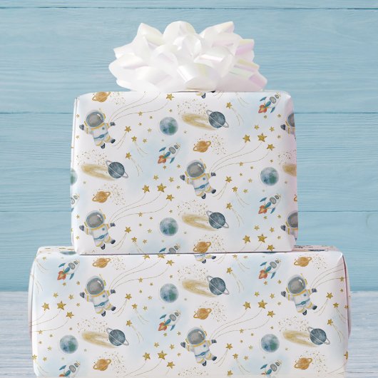 Outer Space Astronaut Kids Birthday ラッピングペーパー