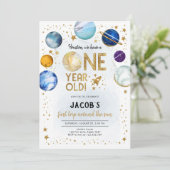 Outer Space Astronaut Planet Galaxy 1st Birthday 招待状 (スタンド正面)