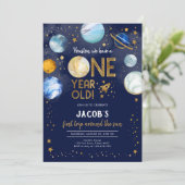 Outer Space Astronaut Planet Galaxy 1st Birthday 招待状 (スタンド正面)