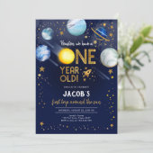 Outer Space Astronaut Planet Galaxy 1st Birthday 招待状 (スタンド正面)