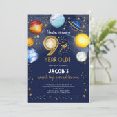 Outer Space Astronaut Planet Galaxy 9th Birthday 招待状 (スタンド正面)