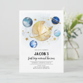 Outer Space Astronaut Planet Galaxy Birthday 招待状 (スタンド正面)