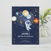 Outer Space Astronaut Planet Galaxy Birthday 招待状 (スタンド正面)
