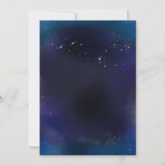 Outer Space Astronaut Planet Galaxy Birthday 招待状 (裏面)