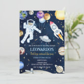 Outer Space Astronaut Rocket Planets Birthday 招待状 (スタンド正面)