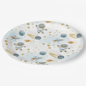 Outer Space Astronaut Stars Pattern ペーパープレート (アングル)