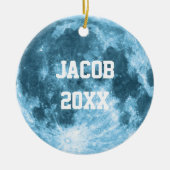 Outer Space Astronomy Astronaut Custom Name Moon セラミックオーナメント (正面)