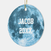 Outer Space Astronomy Astronaut Custom Name Moon セラミックオーナメント (左)