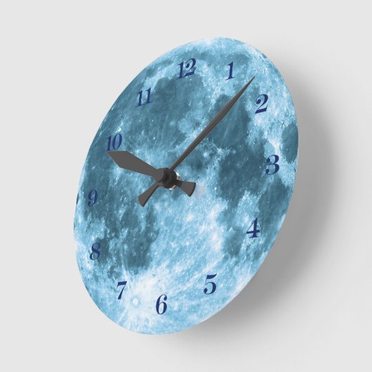 Outer Space Astronomy Astronaut Nursery Moon  ラウンド壁時計 (傾斜)