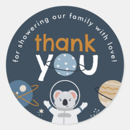 Outer Space Baby Shower Round Favy Stickers ラウンドシール