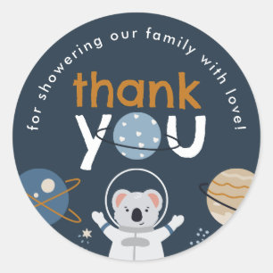 Outer Space Baby Shower Round Favy Stickers ラウンドシール