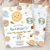 Outer Space Birthday First Trip Around The Sun  招待状