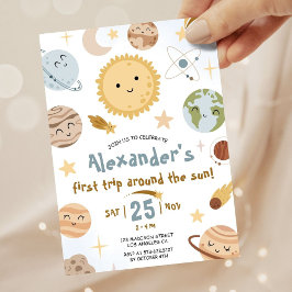 Outer Space Birthday First Trip Around The Sun  招待状