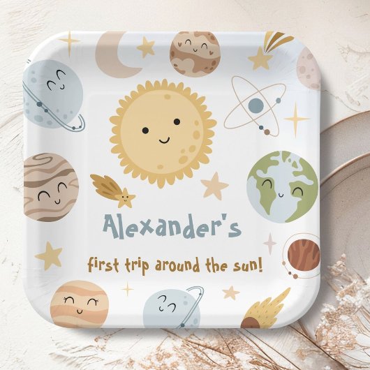Outer Space Birthday First Trip Birthday ペーパープレート