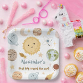 Outer Space Birthday First Trip Birthday ペーパープレート (パーティー)