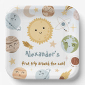 Outer Space Birthday First Trip Birthday ペーパープレート (正面)