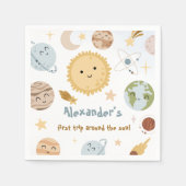 Outer Space Birthday First Trip Birthday Paper スタンダードカクテルナプキン (正面)