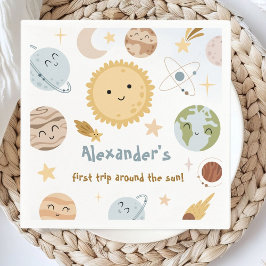 Outer Space Birthday First Trip Birthday Paper スタンダードカクテルナプキン