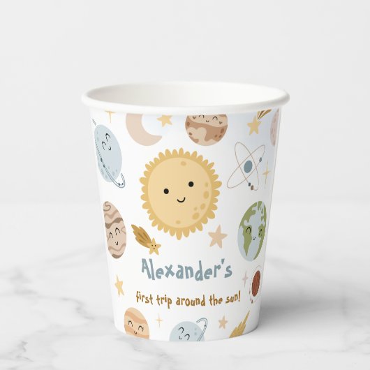 Outer Space Birthday First Trip Birthday Paper 紙コップ (裏面)