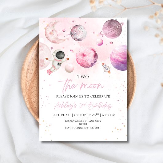 Outer Space Birthday Party Girl Astronaut Birthday 招待状