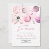 Outer Space Birthday Party Girl Astronaut Birthday 招待状 (正面)