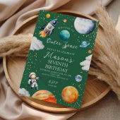 Outer Space Birthday Party Invitation for Kids 招待状