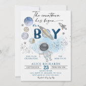 Outer Space Boy Baby Shower Galaxy Baby Shower 招待状 (正面)