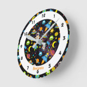 Outer Space Colorful ラウンド壁時計 (傾斜)
