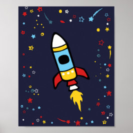 Outer Space decor, Rocket print 8x10 ポスター