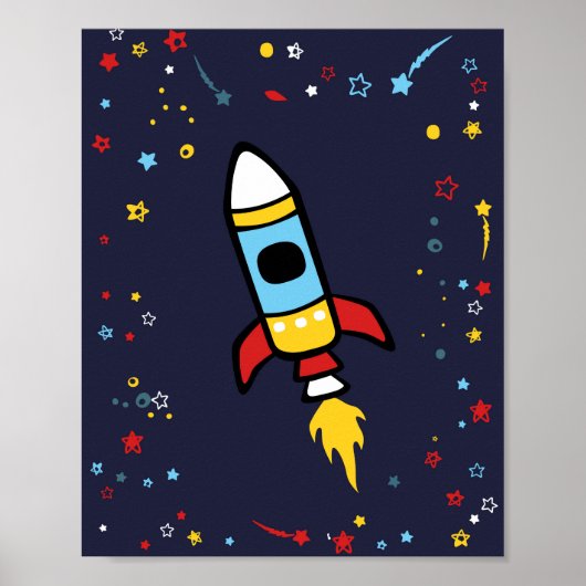 Outer Space decor, Rocket print 8x10 ポスター (正面)
