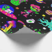 outer space disco alien ufo cosmic saloon ラッピングペーパー (角)