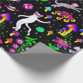 outer space disco cat alien ufo leopard surreal ラッピングペーパー (角)