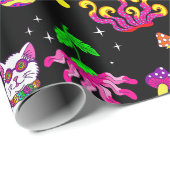 outer space disco cat alien ufo leopard surreal ラッピングペーパー (ロールコーナー)