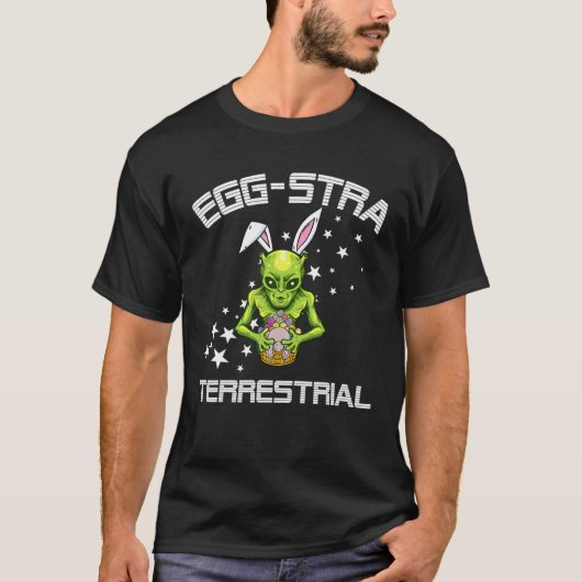 Outer Space Eggs Extra Terrestial Alien Easter Egg Tシャツ (正面)