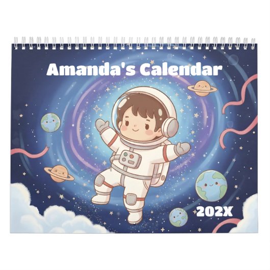 Outer Space Explorer Personalized Kids 2026 カレンダー (カバー)