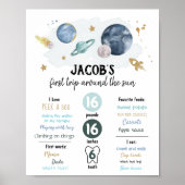 Outer Space First誕生日マイルストーンの署名銀河系 ポスター (正面)