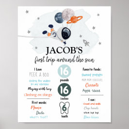 Outer Space First誕生日マイルストーンの署名銀河系 ポスター