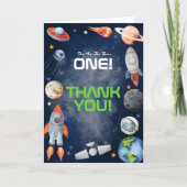 Outer Space First Birthday サンキューカード (正面)
