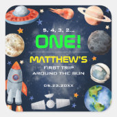 Outer Space First Birthday スクエアシール (正面)