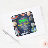 Outer Space First Birthday スクエアシール (封筒)
