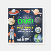 Outer Space First Birthday スタンダードカクテルナプキン (正面)
