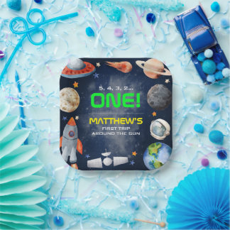 Outer Space First Birthday ペーパープレート