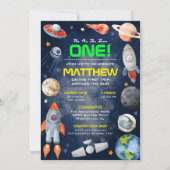 Outer Space First Birthday Invitation 招待状 (正面)