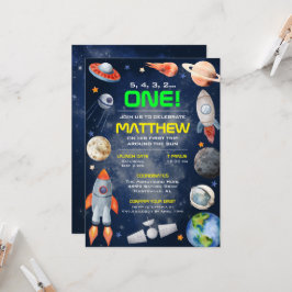 Outer Space First Birthday Invitation 招待状