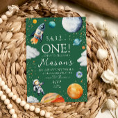 Outer Space First Birthday Party Invitation 招待状