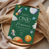Outer Space First Birthday Party Invitation 招待状