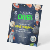 Outer Space First Birthday Welcome 台座サイン (正面)