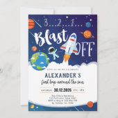 Outer Space First Trip Around the Sun 1st Birthday 招待状 (正面)