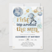 Outer Space First Trip Around the Sun 1st Birthday 招待状 (正面)